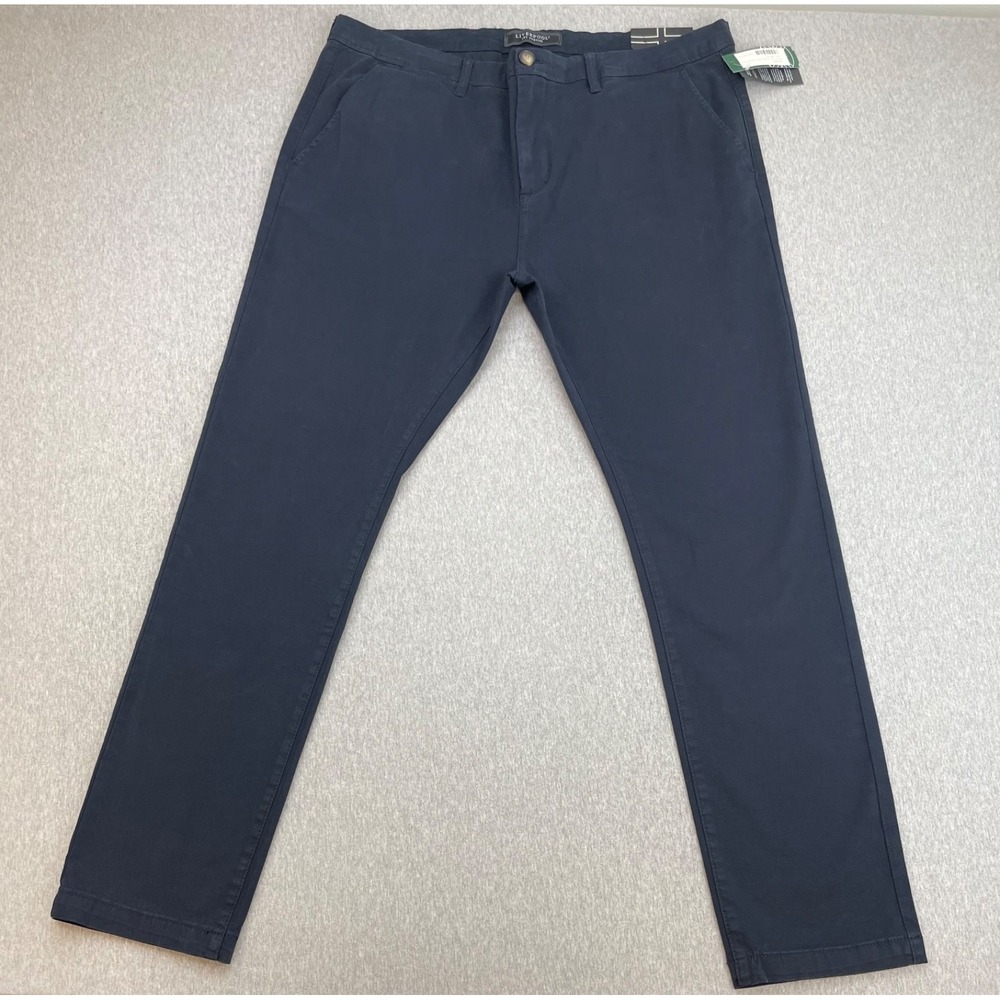 Liverpool Pants Mens 40 x 32 Navy Blue Cotton Stretch Slim Straight Chino NWT